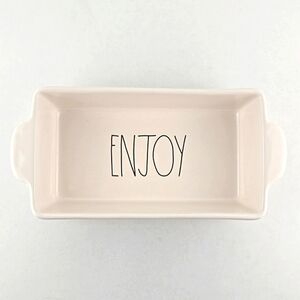 RAE DUNN Ceramic Bake Pan Dish Cream Large Letters ENJOY Oven Dishwasher Safe